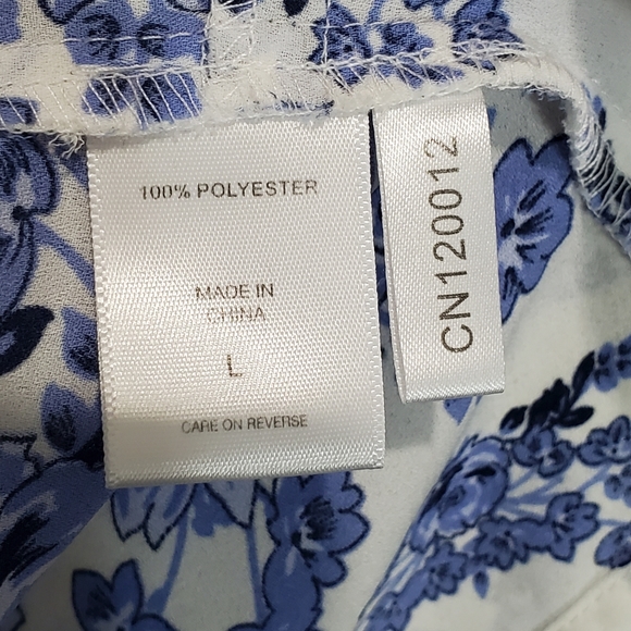 Soho Cold Shoulder Tunic Top Size L Blue Floral - Picture 16 of 16